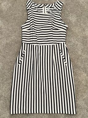 Old Navy Black and White Striped Midi Sheath Dress